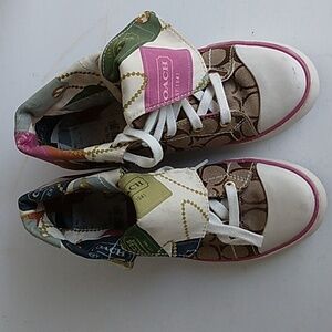 Coach Logo High Tops Brown Tan Size 5.5